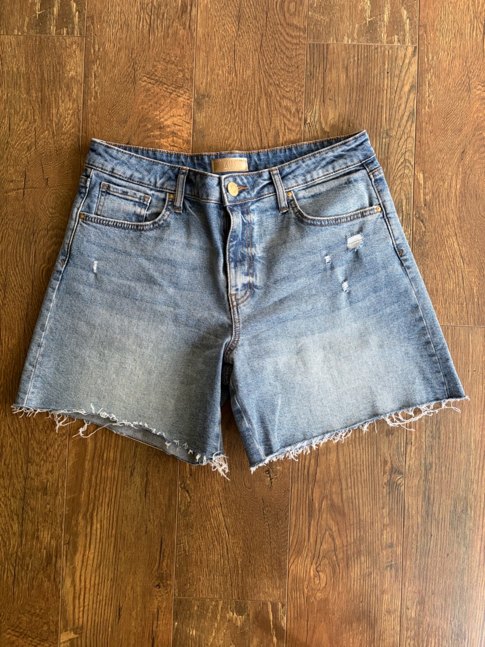 Kut from the Kloth Medium Blue Distressed Denim Shorts